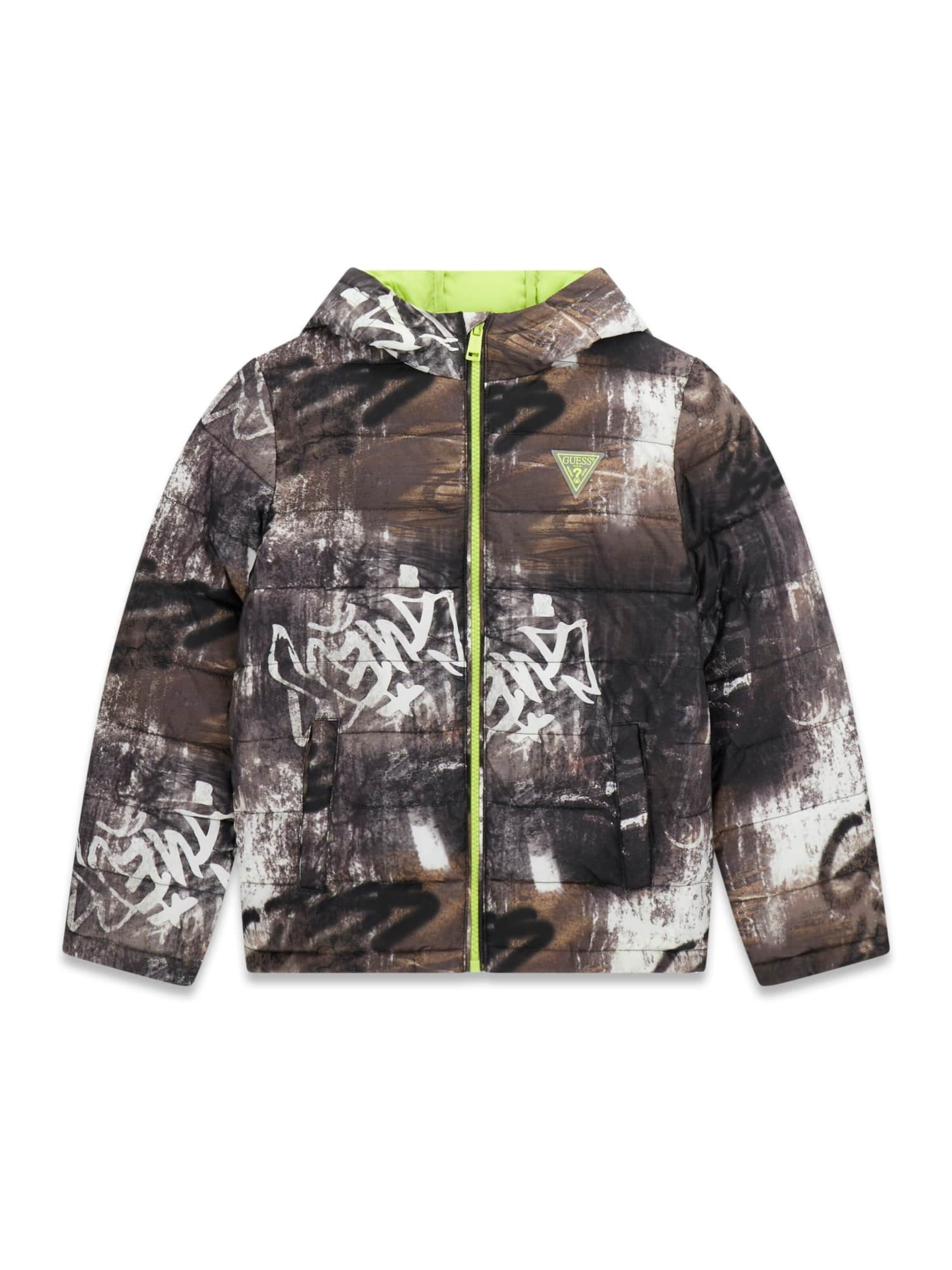 GUESS Winter Jacket in Brown / Neon green, Item view