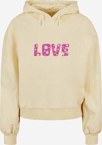 Merchcode Sweatshirt 'Valentines Day - Flowers Love' in Geel: voorkant