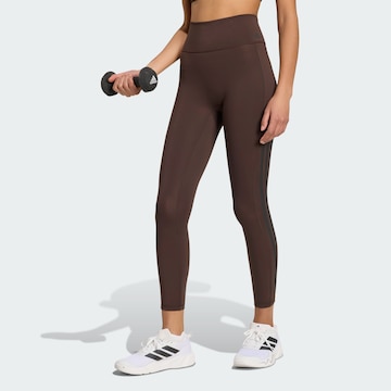 Skinny Pantalon de sport 'Optime' ADIDAS PERFORMANCE en marron : devant