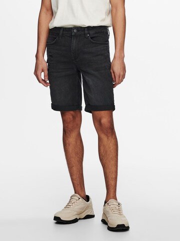 Only & Sons Regular Jeans in Zwart: voorkant