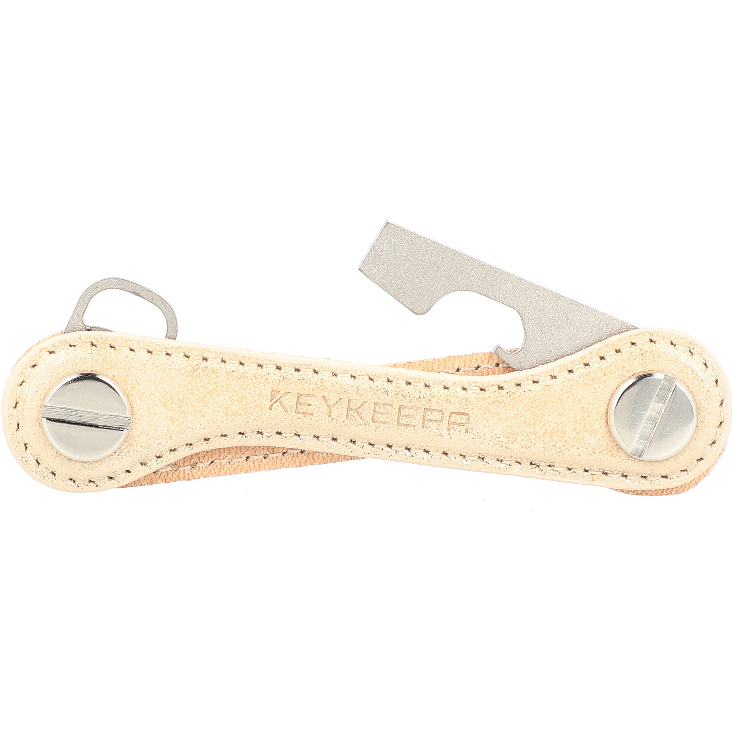 Keykeepa Key ring 'Leather' in Beige: front