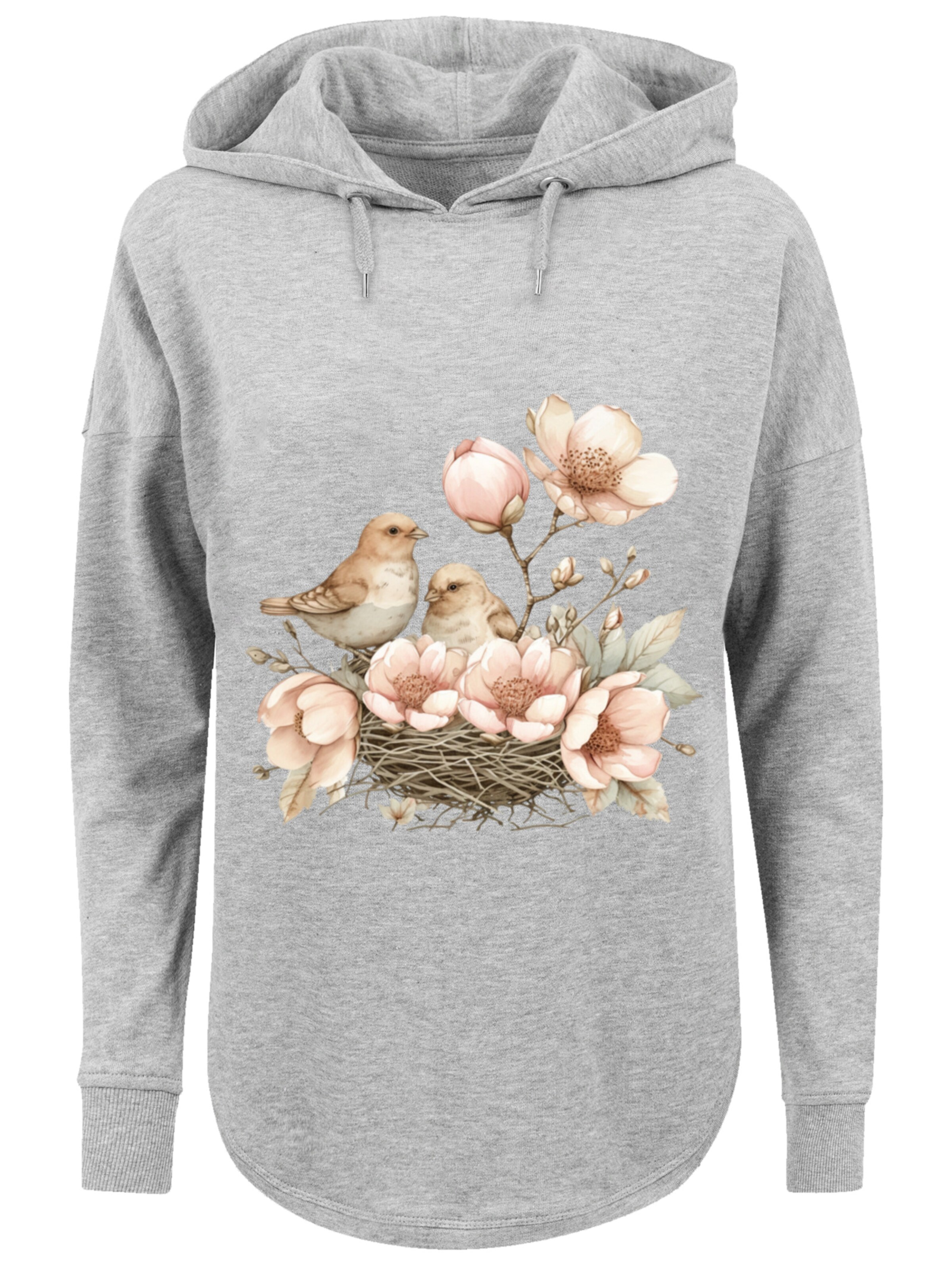 Sweat-shirt 'Vogelnest Blumen' F4NT4STIC en gris : devant