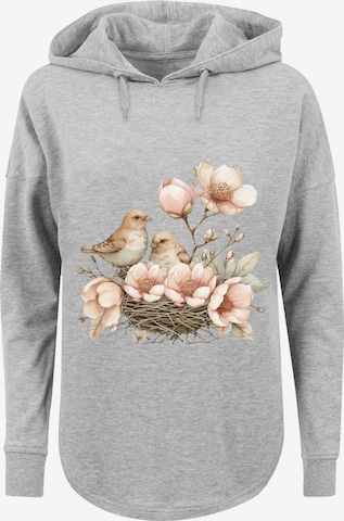 Sweat-shirt 'Vogelnest Blumen' F4NT4STIC en gris : devant