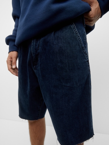 Pull&Bear Wide Leg Jeans med lægfolder i blå