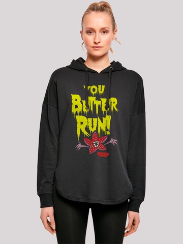 F4NT4STIC Sweatshirt 'Stranger Things You Better Run Netflix TV Series' in Black: front