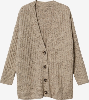 MANGO Knit Cardigan 'Salty' in Brown: front