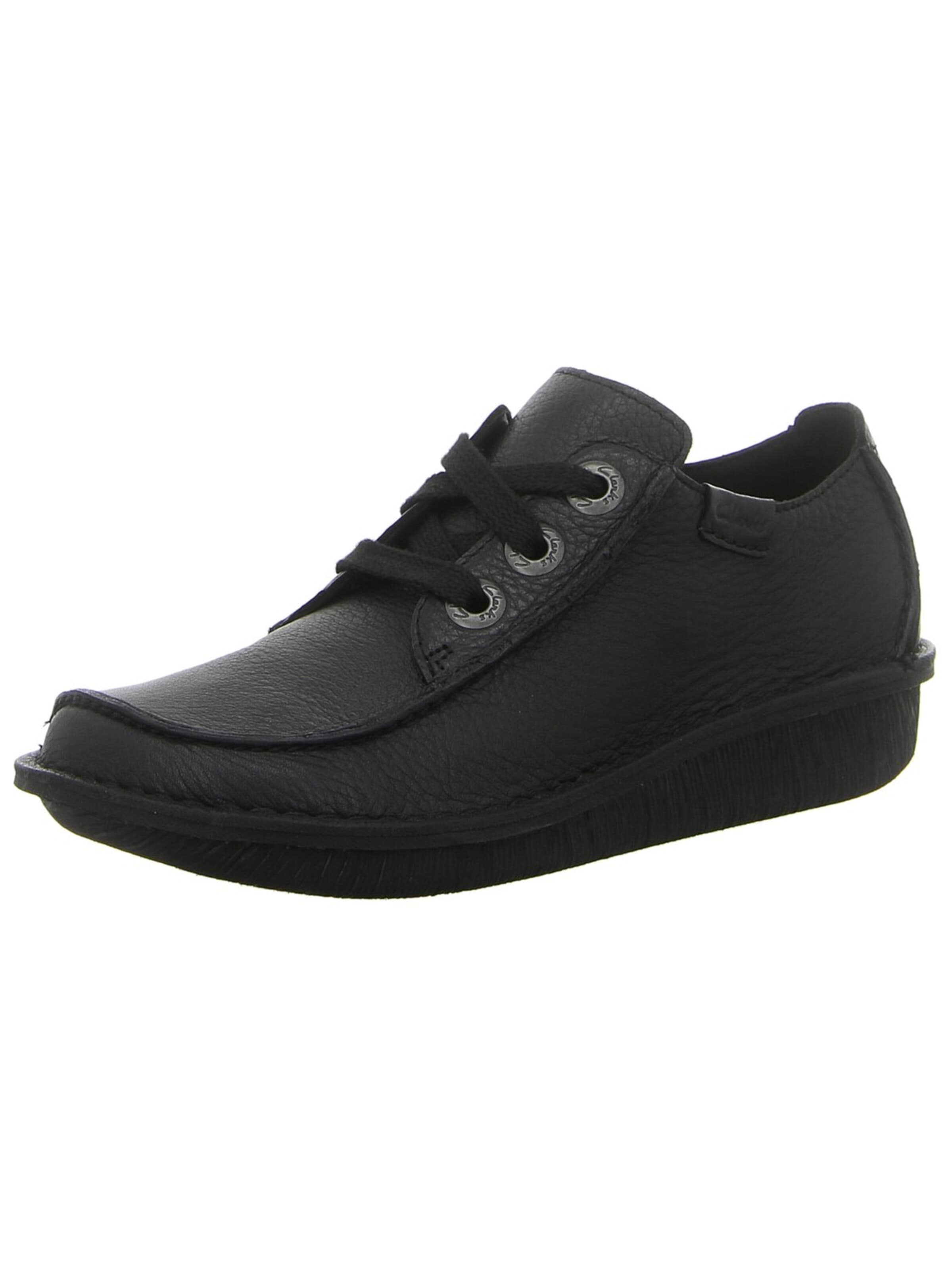 Scarpa slip-on 'Klassischer Schnürschuh Damen 203066394 Echtleder in schwarz' di CLARKS in nero: frontale