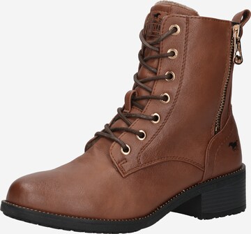 MUSTANG Lace-Up Ankle Boots in Brown: front