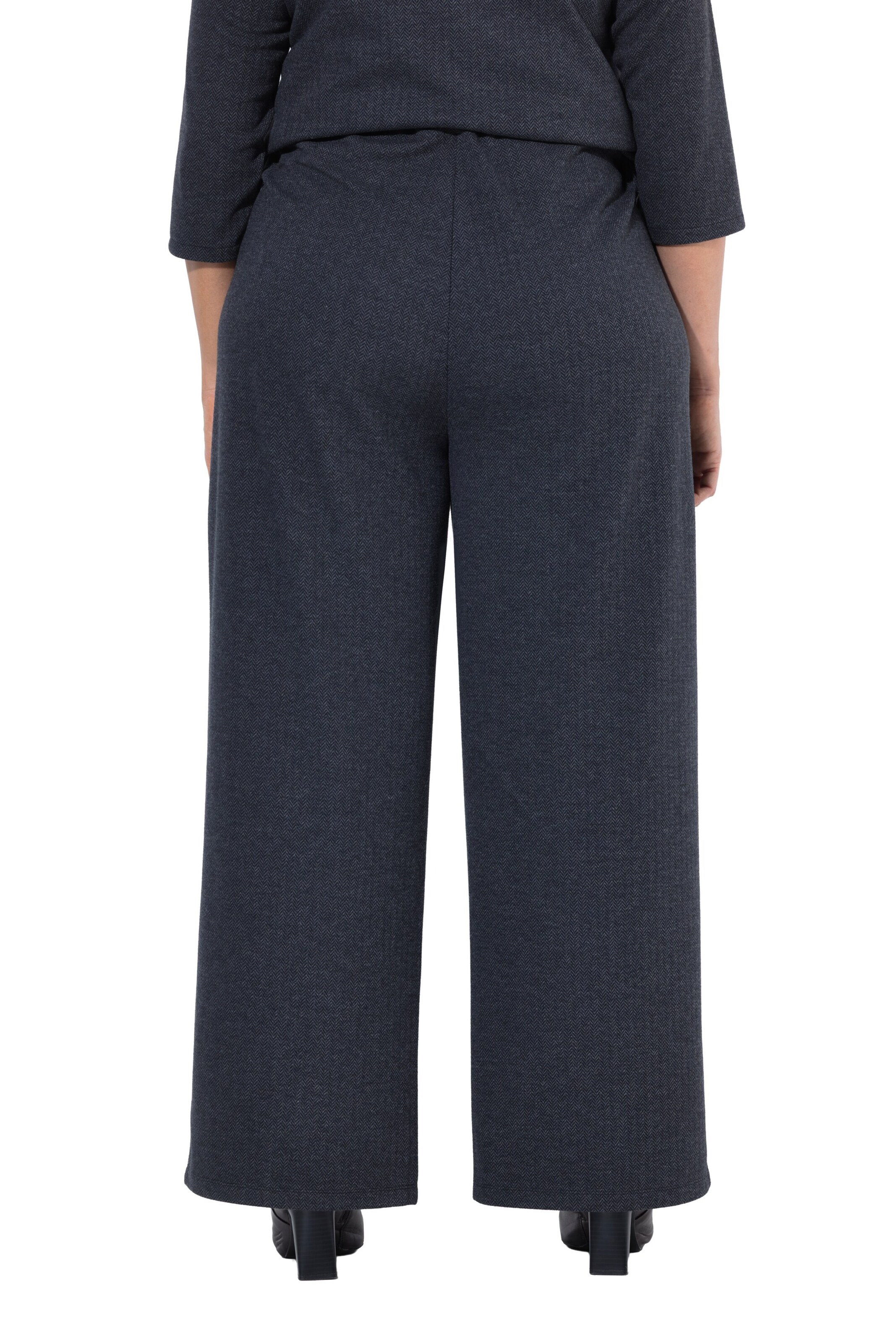 Ulla Popken Wide leg Bandplooibroek in Grijs