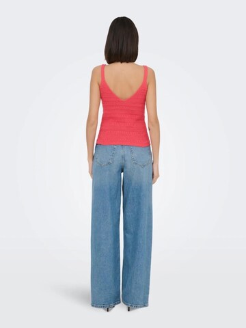 JDY Gebreide top 'JDYTROPICA S/L V-NECK TOP' in Rood