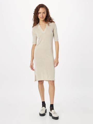 Calvin Klein فستان مُحاك بلون بيج: الأمام