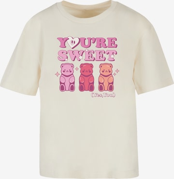 F4NT4STIC Shirt 'Valentinstag You're Sweet Gummy Bears' in Beige: voorkant