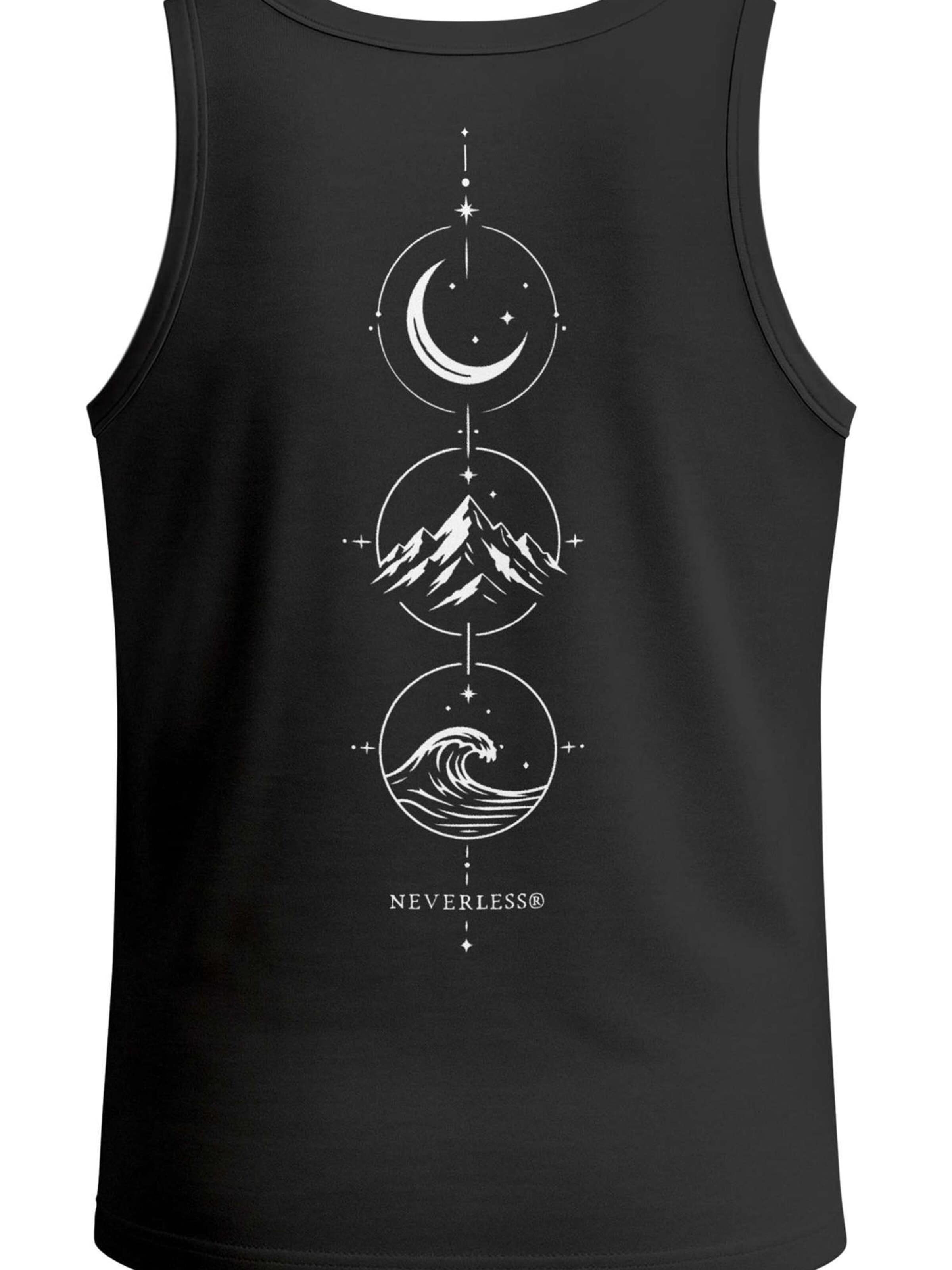 Neverless Shirt 'Berg Mond Welle' in Black: front