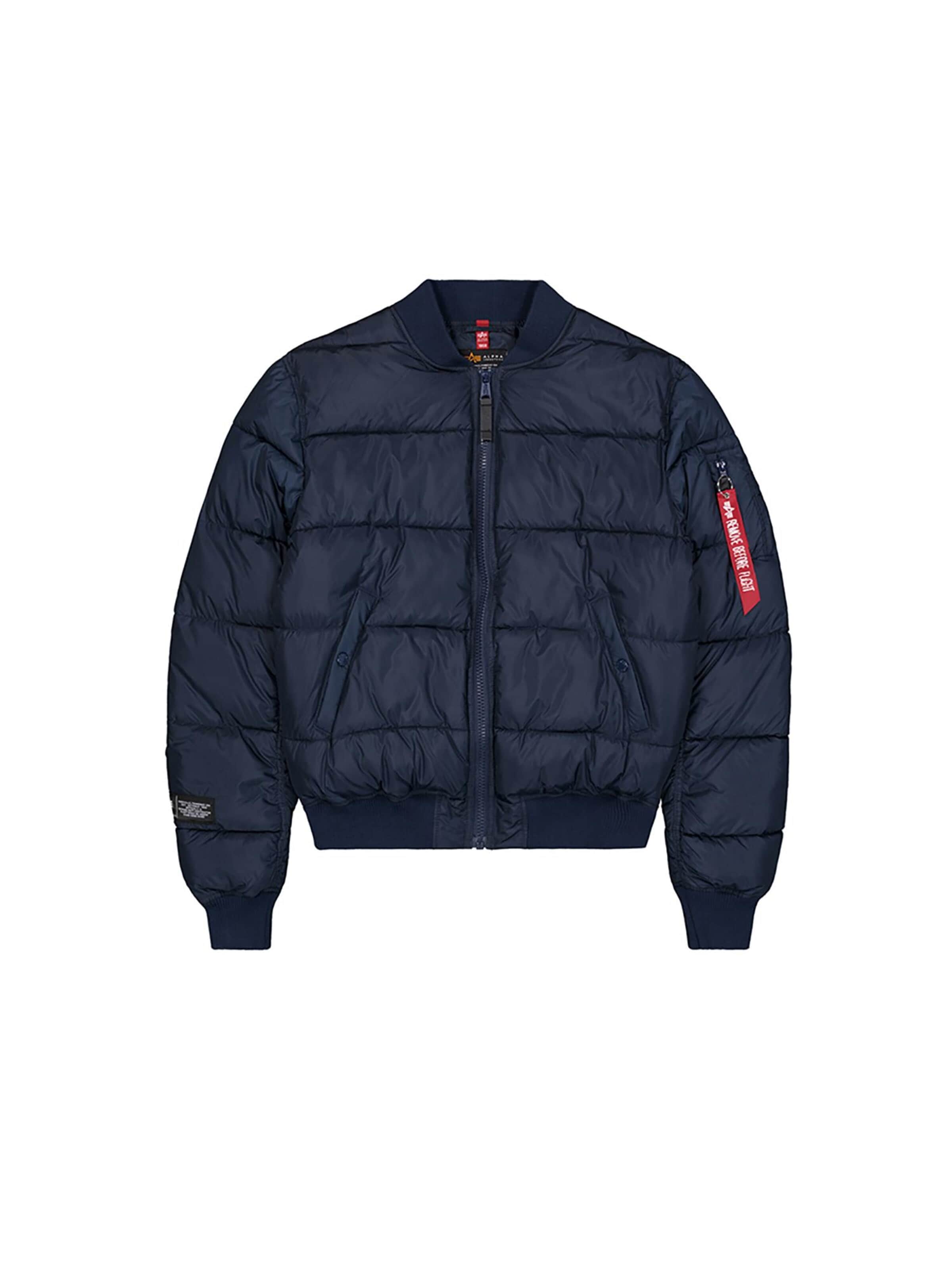 ALPHA INDUSTRIES Zimní bunda 'MA-1' – modrá: přední strana