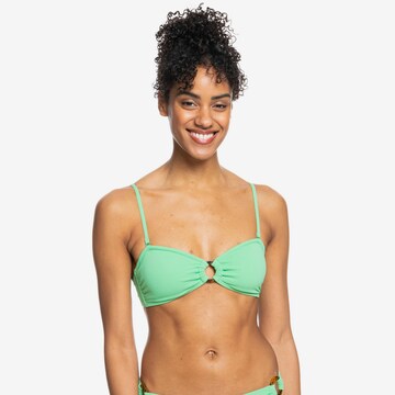 ROXY - Bandeau Top de bikini deportivo en verde: frente