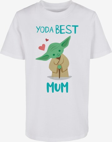 ABSOLUTE CULT Shirt 'Mother's Day - Star Wars Yoda Best Mum' in Wit: voorkant