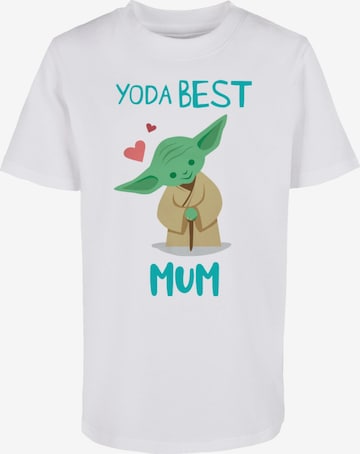 ABSOLUTE CULT Shirt 'Mother's Day - Star Wars Yoda Best Mum' in White: front