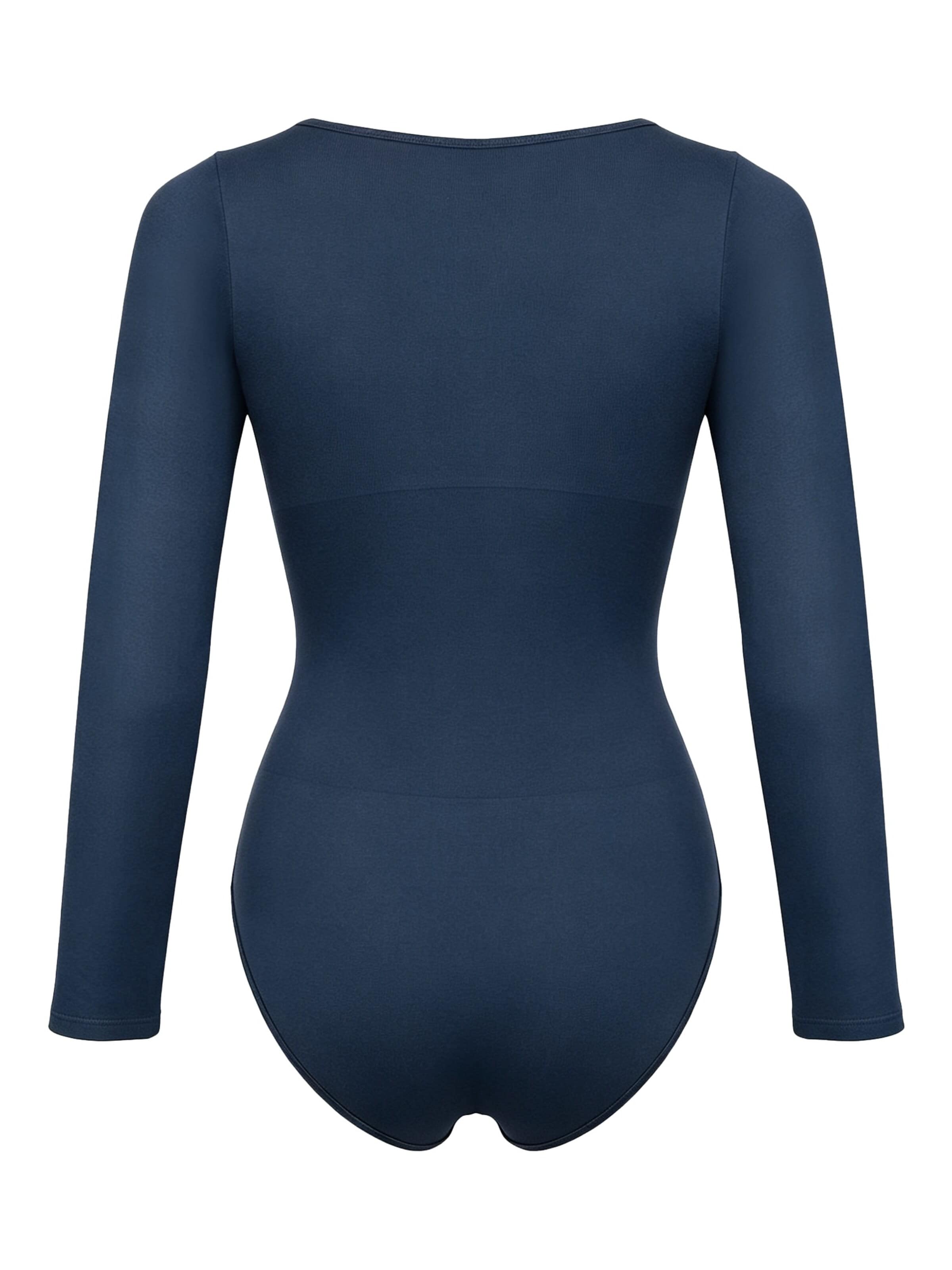 cfab - Body moldeador 'Clean Longsleeve Squareneck Sculpting Bodysuit with Slip' en azul
