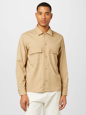 Calvin Klein Comfort fit Button Up Shirt in Beige: front