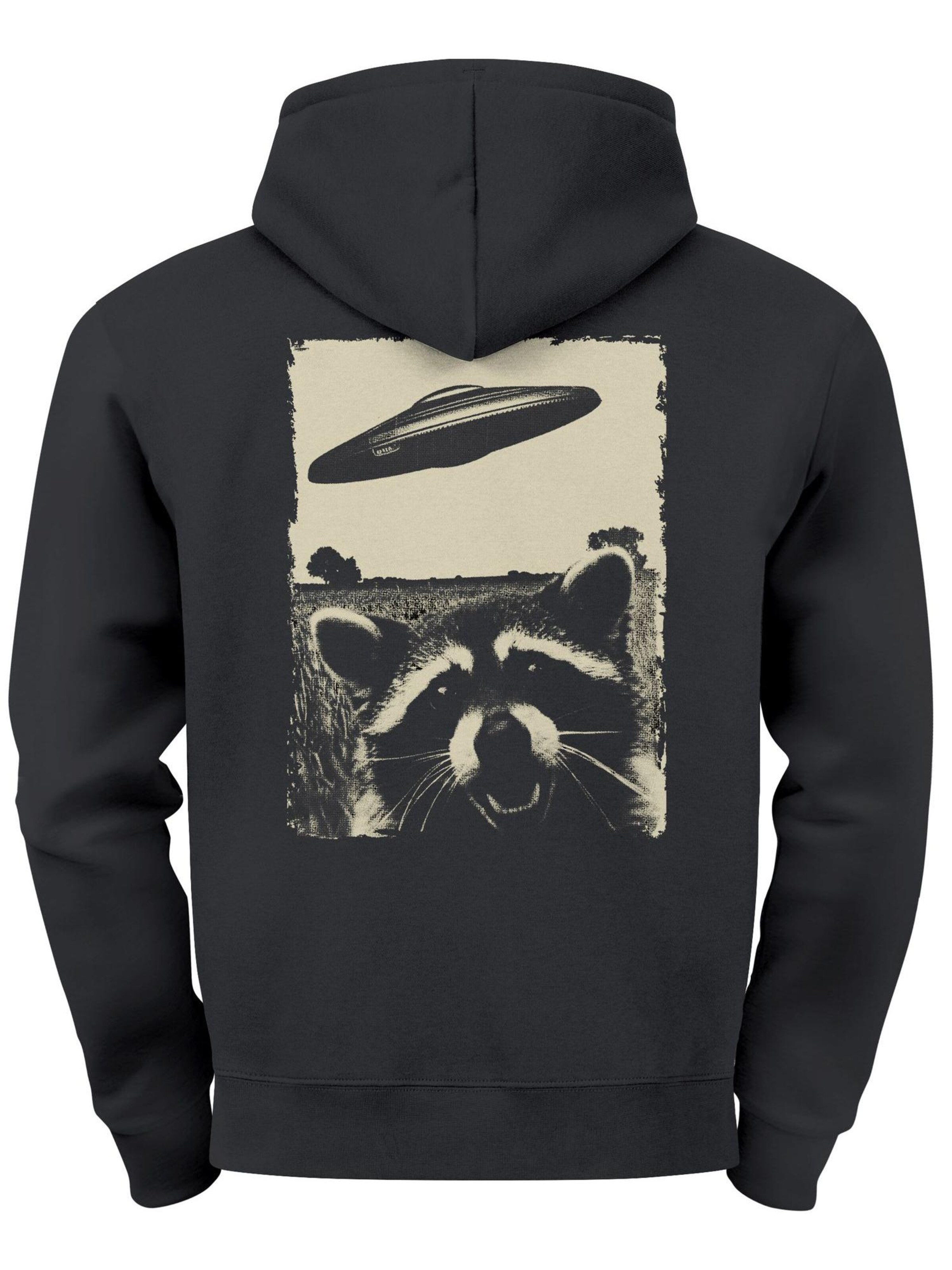 Neverless Sweatshirt 'Ufo Waschbär' in Black