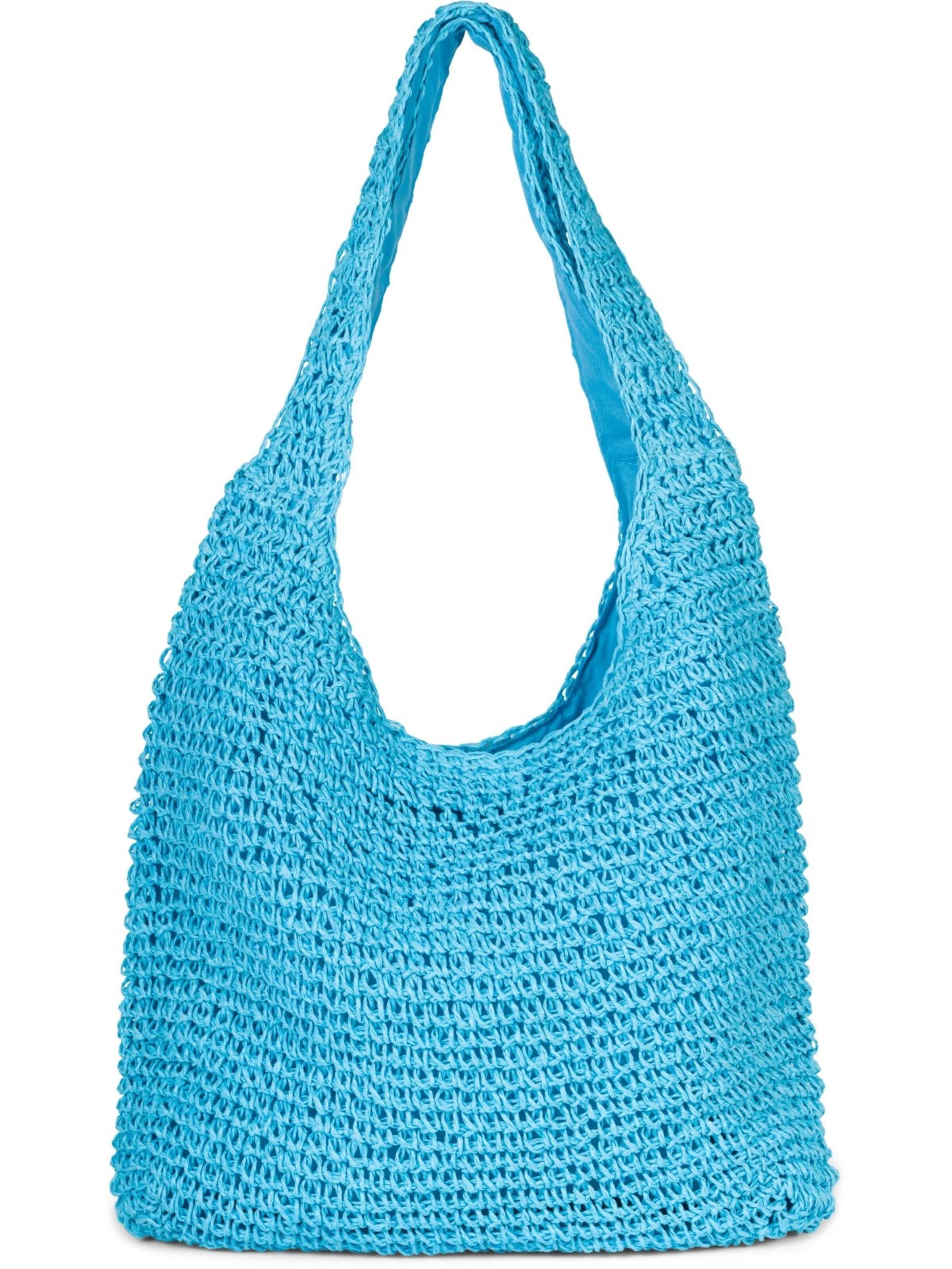 styleBREAKER Shoulder bag 'Papierstroh Beuteltasche' in Blue: front
