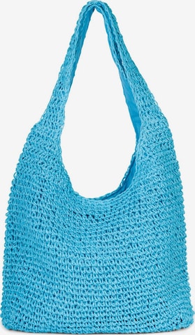 styleBREAKER Schultertasche 'Papierstroh Beuteltasche' in Blau: Vorderseite
