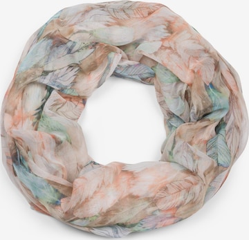 styleBREAKER Schlauchschal 'Loop mit bunten Federn' in Beige: Vorderseite