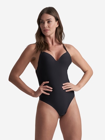Bye Bra - Body moldeador 'Low Back Bodysuit Thong' en negro: frente