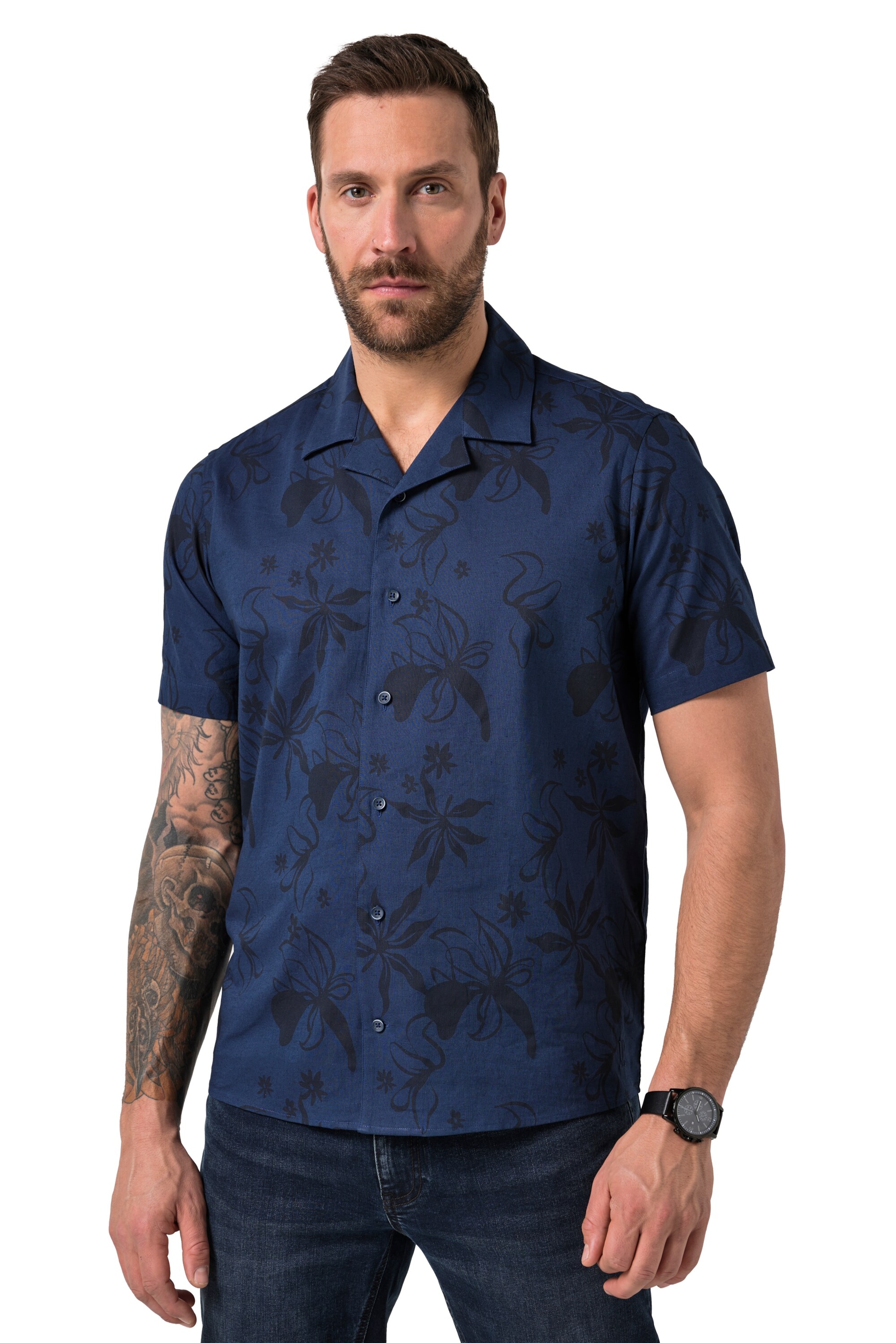 JP1880 Regular fit Button Up Shirt in Blue: front