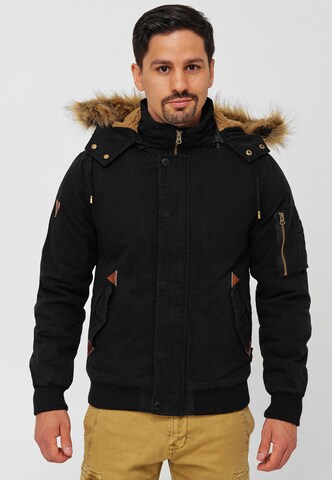 INDICODE JEANS Winter Jacket 'Pennington' in Black: front