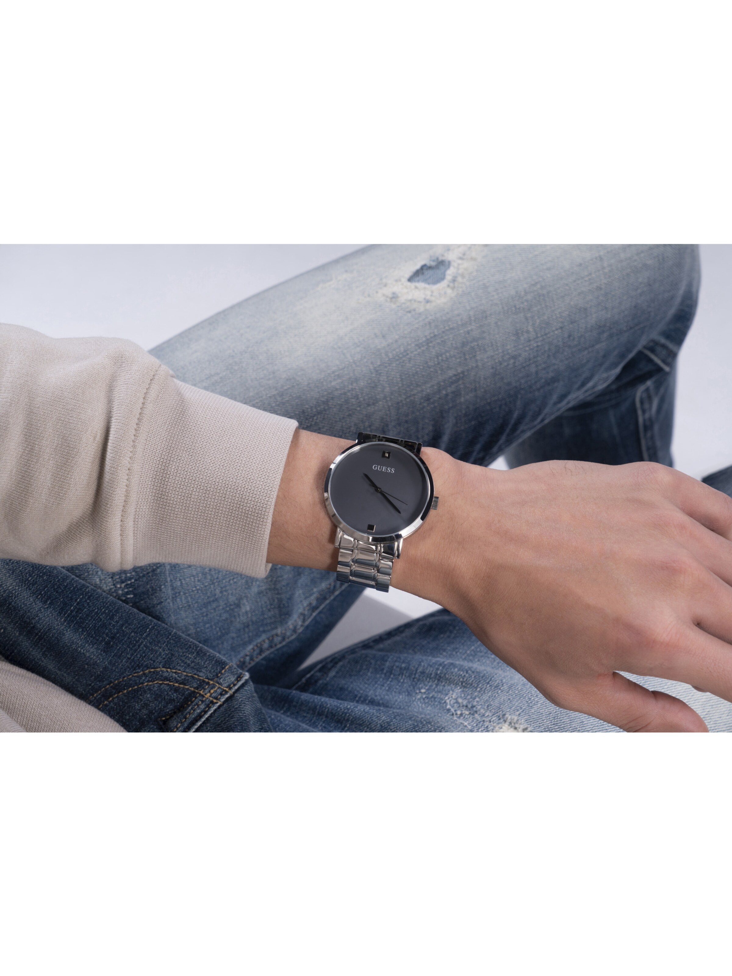 GUESS Analog Watch 'SUPERNOVA' in Silver: front