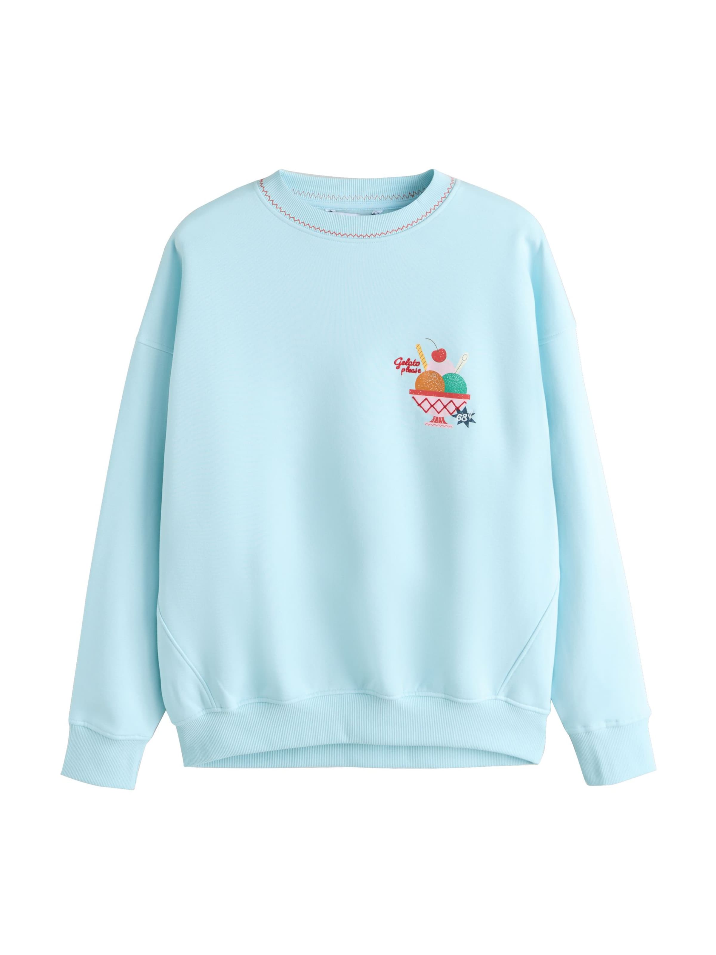 Next Sweatshirt 'Gelato' in himmelblau / smaragd / rosa / knallrot, Produktansicht