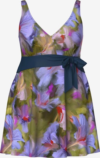 Ulla Popken Swimsuit in M-L in Green / Grass green / Purple, Item view