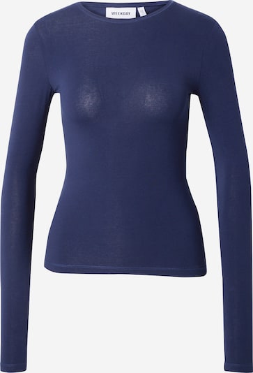 Marškinėliai iš WEEKDAY, spalva – tamsiai mėlyna, Prekių apžvalga