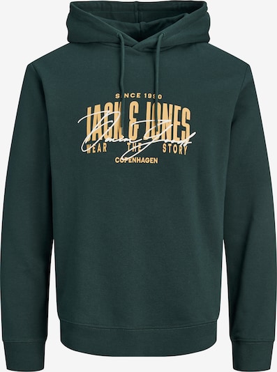 S dydžio Megztinis be užsegimo 'JJAERO' iš JACK & JONES, spalva – tamsiai žalia / pastelinė oranžinė / balta, Prekių apžvalga