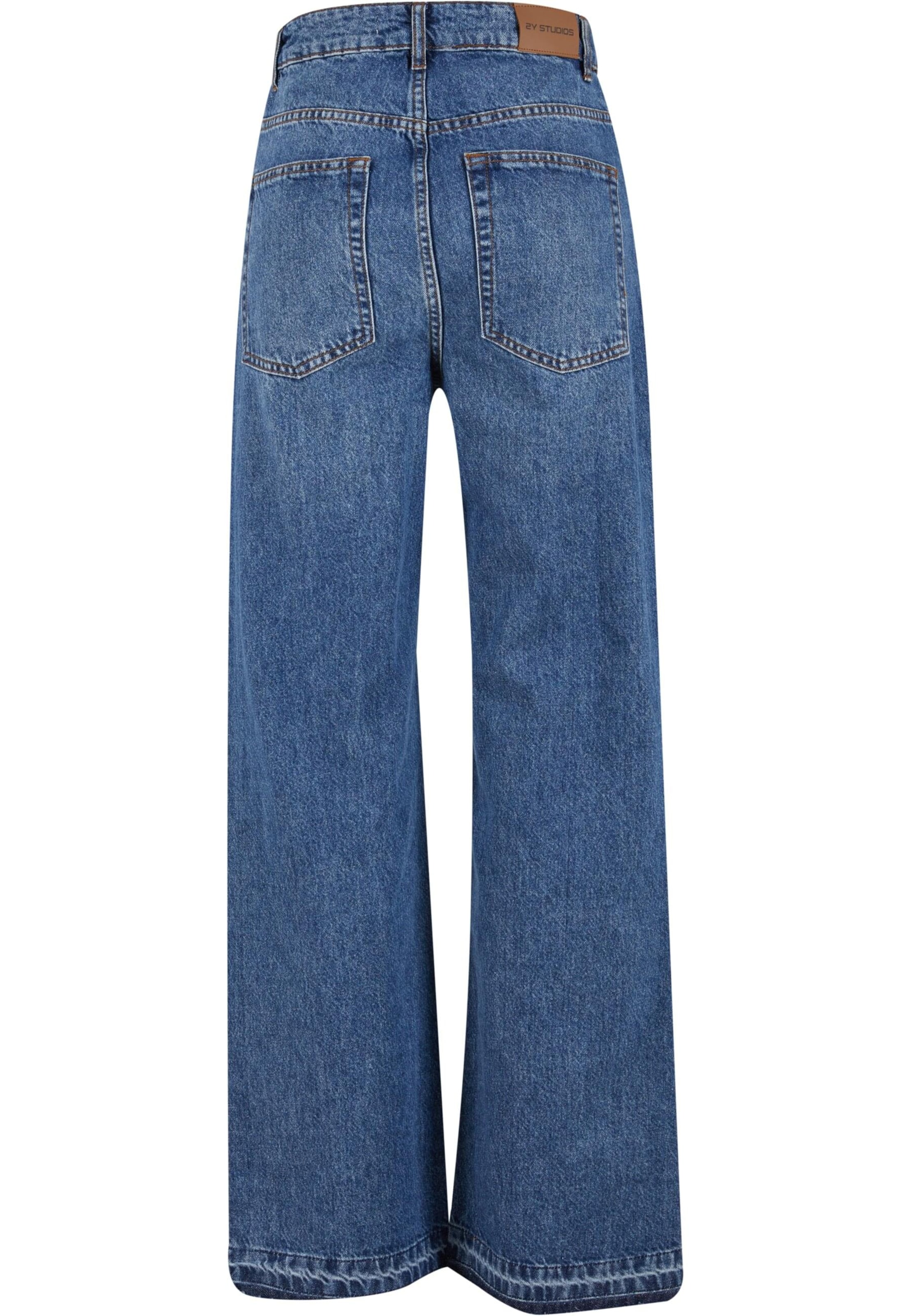 2Y Studios Wide Leg Jeans 'Vulna Open' i blå
