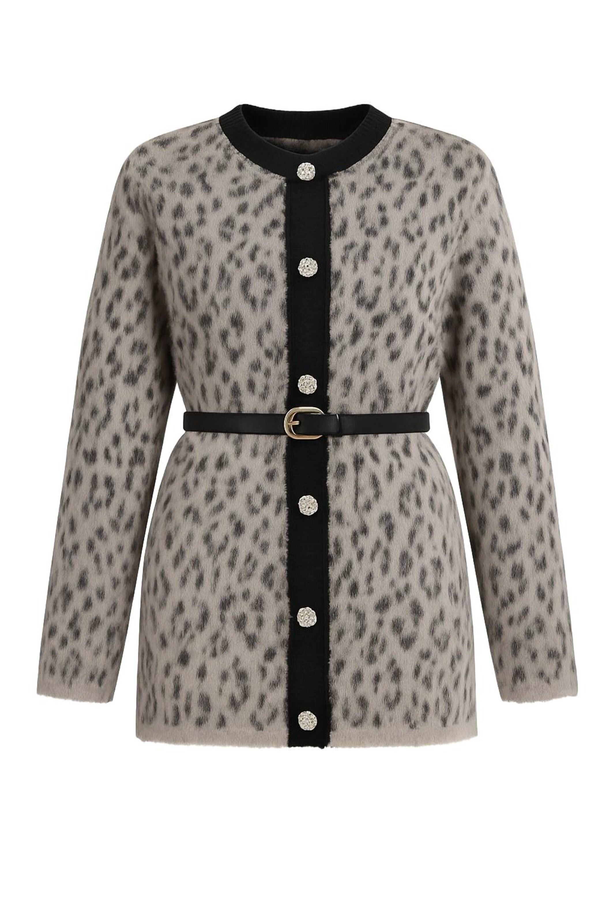 MODAMIHRAM Strickjacke in grau / taupe / schwarz, Produktansicht