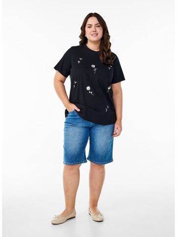 Zizzi T-Shirt 'Sadie' in Schwarz
