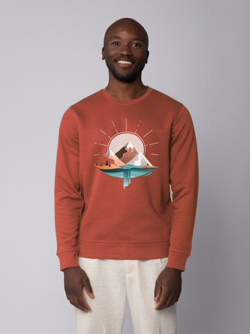 Felpa 'Sunrise & Lake' di Watapparel in marrone: frontale