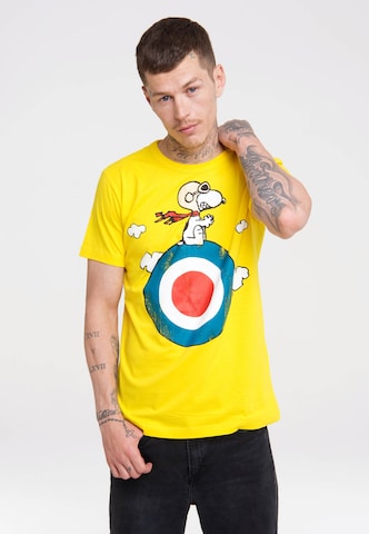 LOGOSHIRT T-Shirt 'Peanuts - Snoopy Pilot' in Gelb: predná strana