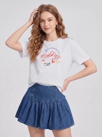 T-shirt 'Women Pink Watercolor Mountain Scenery Print T-Shirt' LapaPlus en blanc : devant