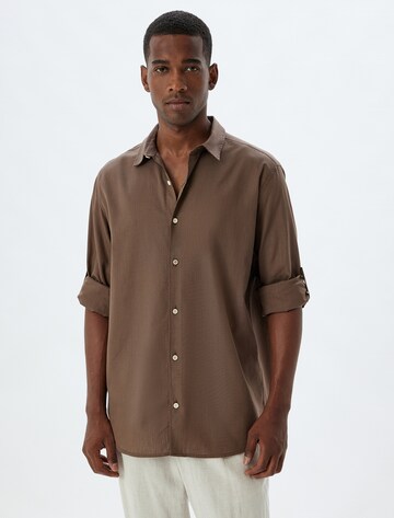 Koton Button Up Shirt in Brown: front