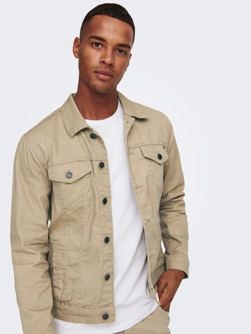 Only & Sons Between-season jacket 'Coin Life' in Beige