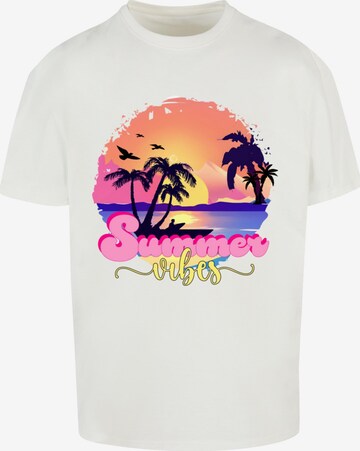 Merchcode Shirt 'Summer Vibes Sunset' in Wit: voorkant