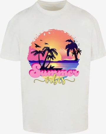 Merchcode Shirt 'Summer Vibes Sunset' in Weiß: predná strana