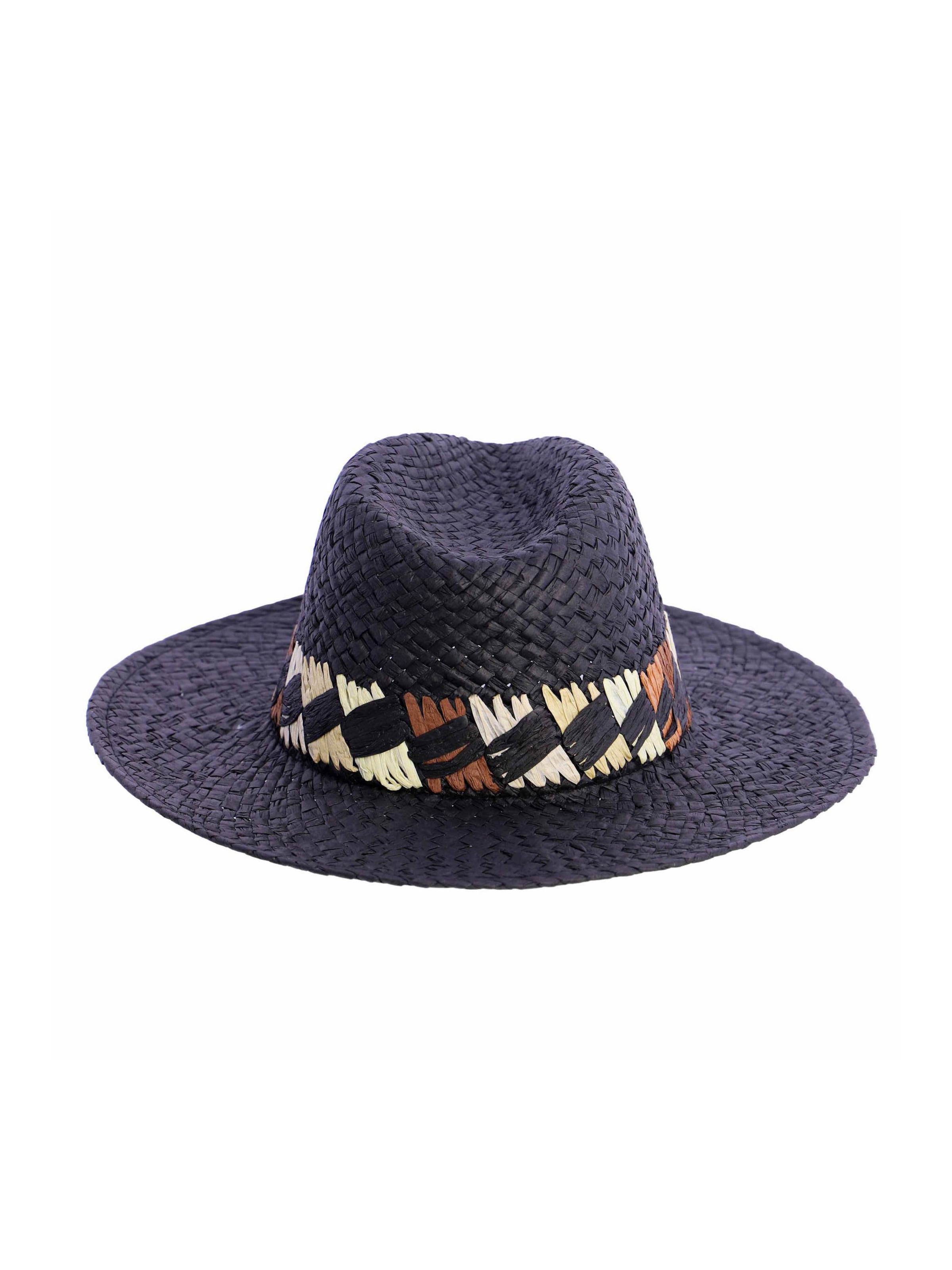 Amichi - Sombrero 'Sombrero para mujer Jeune de fibras naturales trenzadas' en negro: frente