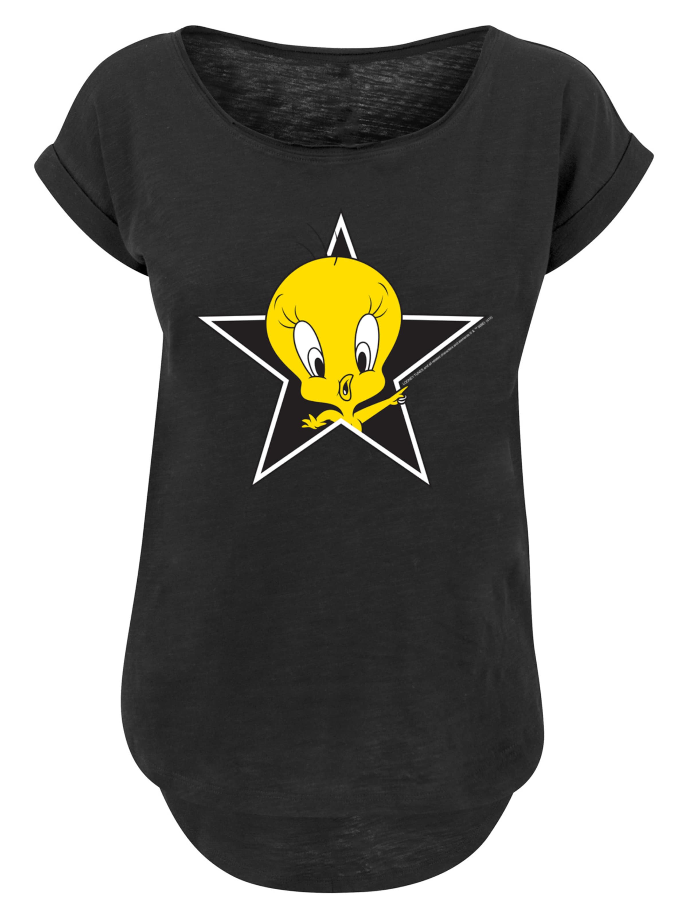 F4NT4STIC Shirt 'Looney Tunes Tweety Pie Star-BLK' in de kleur Geel / Zwart / Wit, Productweergave