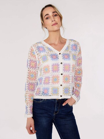 Apricot Knit Cardigan in Mixed colors: front