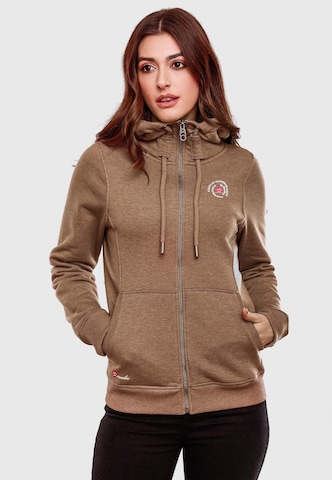 MARIKOO Zip-Up Hoodie 'Setsunaa' in Brown: front