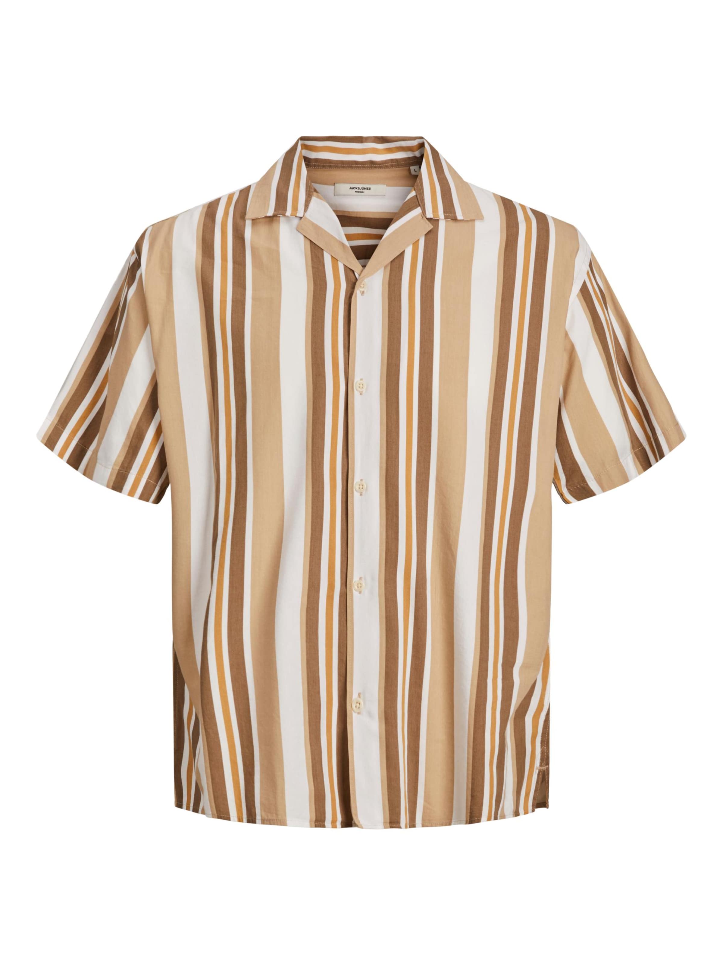 JACK & JONES Skjorta i kräm / ockra / ljusbrun / mörkbrun, Produktvy